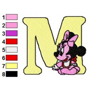 M Minnie Mouse Disney Baby Alphabet Embroidery Design